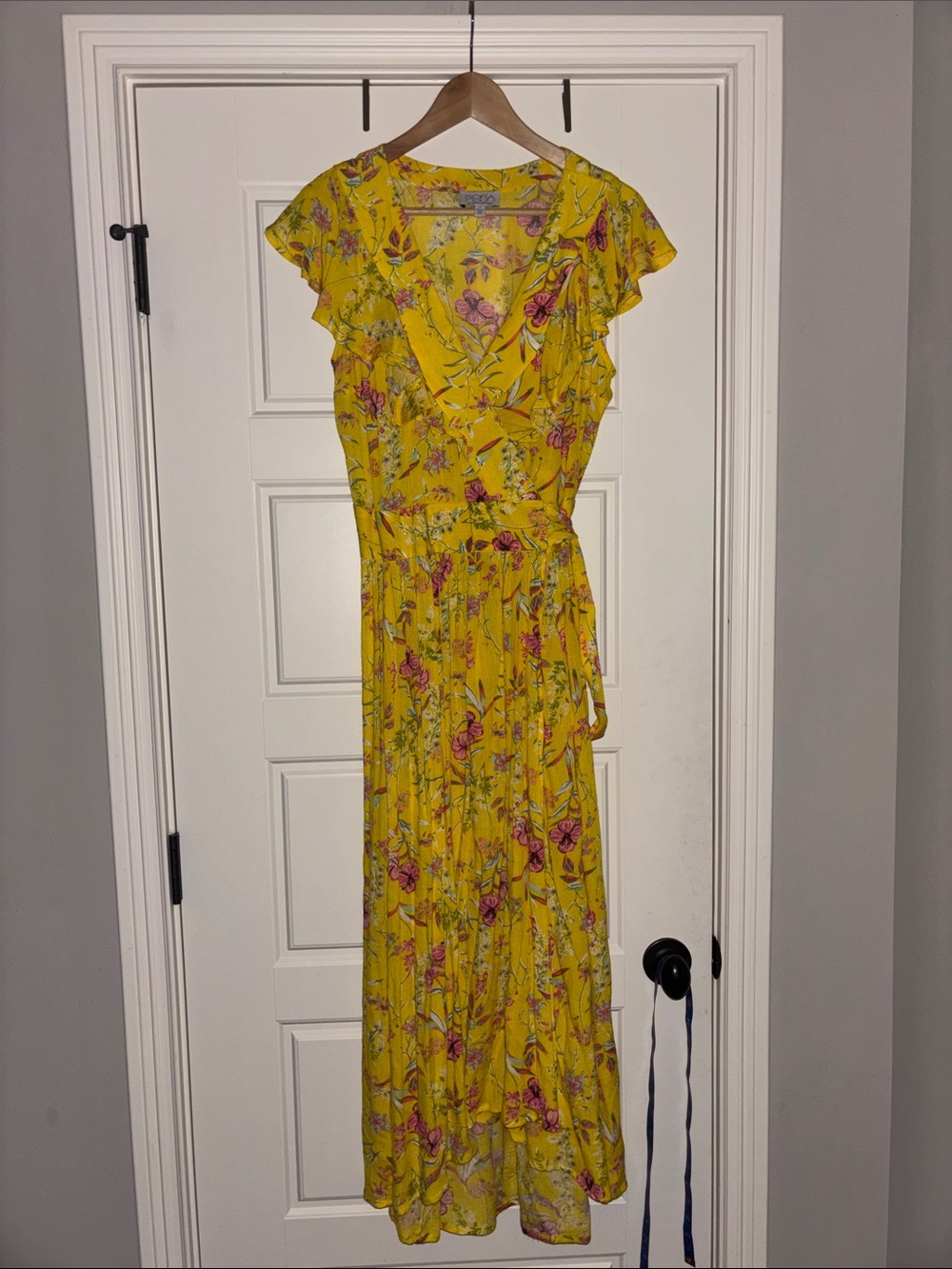 Yellow Floral Wrap Maxi Dress